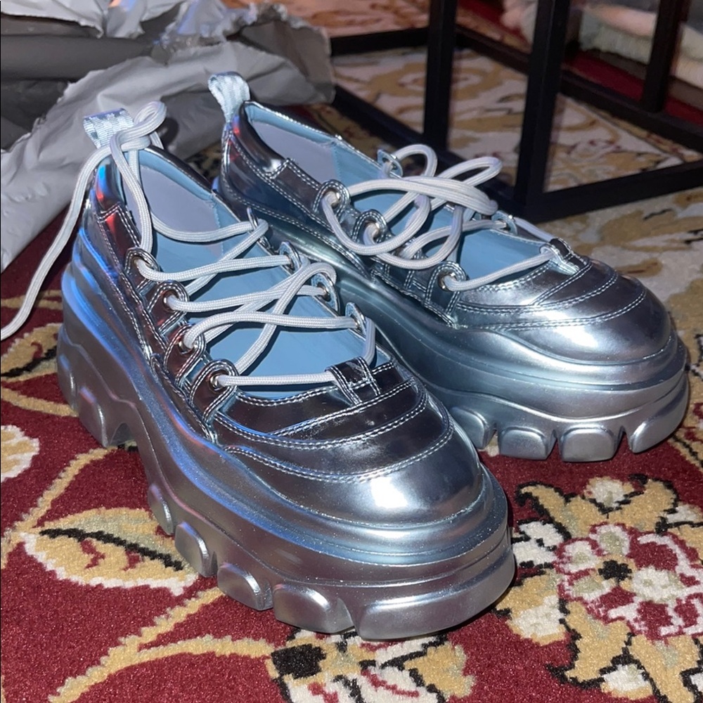 Current Mood Silver Platform Shoes with Chunky Soles